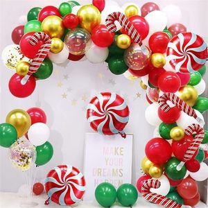 Otro Evento Suministros para fiestas Globo de Navidad Garland Arch Kit Candy Cane Globos Confeti rojo Globos Decoración Año Regalo Navidad 220908