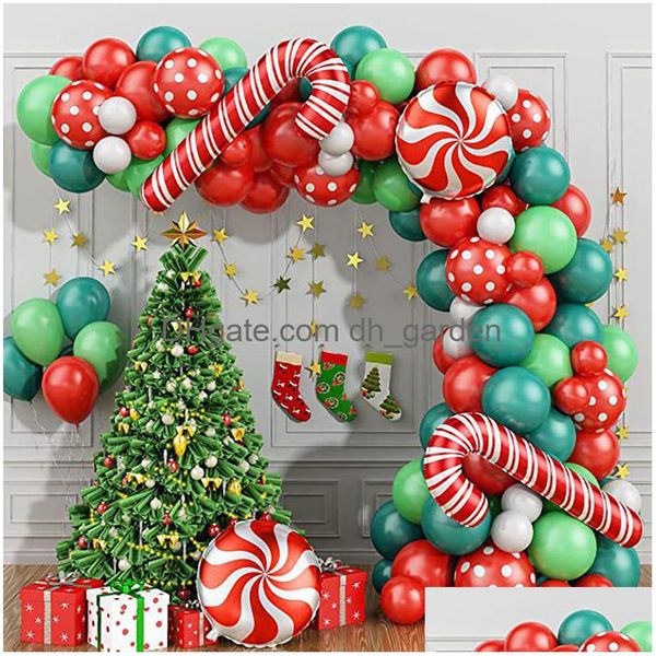 Otro Evento Suministros para fiestas Juego de globos de Navidad Muletas Dulces Decoración de película de aluminio Año nuevo Entrega de arco Entrega a domicilio G Dhgarden Dhdwl