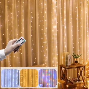 Andere evenementen Feestartikelen Kerstgordijn USB-slinger LED-lichtsnoer Afstandsbediening Fee Bruiloft Vakantie Decoratie Voor Slaapkamer Thuis Buiten 231030