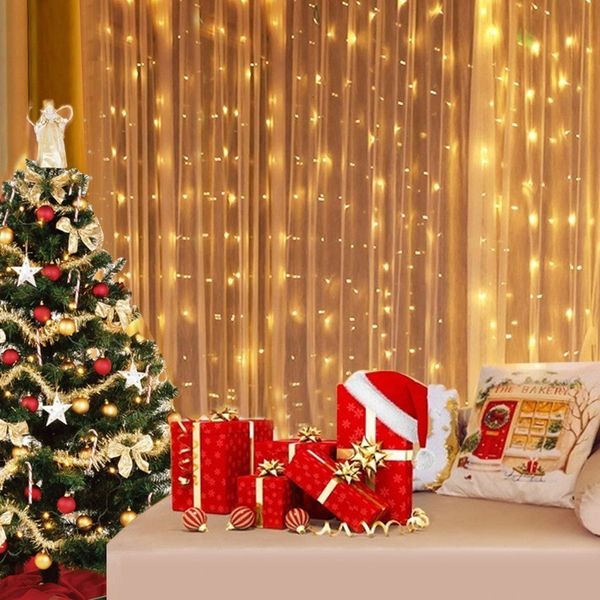 Otro evento Suministros para fiestas Cortina de Navidad Guirnalda Luces LED Cadena USB Control remoto Hada Boda Decoración navideña para el dormitorio Hogar al aire libre 230919