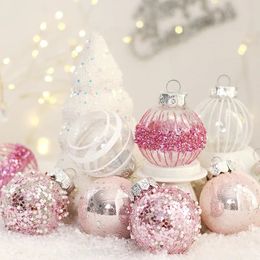 Otros suministros para fiestas de eventos Decoración navideña Juego de bolas pintadas de PET blanco rosa Colgantes para árboles de Navidad Restaurante Sala de estar Decoración para fiestas en el hogar 25 PCS 231027