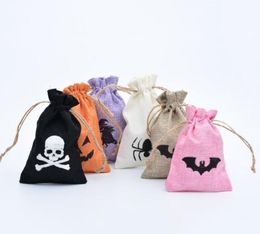 Otros suministros para fiestas de eventos Navidad Halloween Lona regalo envoltura de dulces Bolsas con cordón Bolsas de regalos para niños de Navidad Nuevo Hot Santa muñeco de nieve bruja decoraciones de calabaza