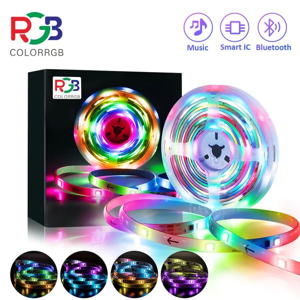 Otros suministros para fiestas de eventos Luz navideña RGBIC LED Luces de tira IP65 a prueba de agua Segmentado DIY ColorChasing Efecto Luz del arco iris Decoración para árbol 231018