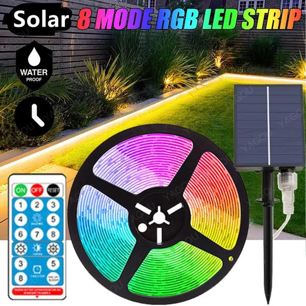 Autres fournitures de fête d'événement Lumière de Noël Bande LED solaire extérieure Ruban étanche Ruban Guirlandes Guirlande de rue pour la décoration de jardin à la maison 231025