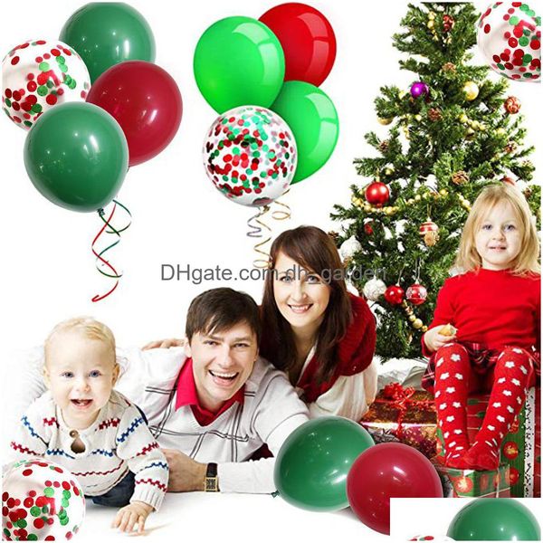 Autres fournitures de fête d'événement Ensemble de ballons de confettis de Noël rouge vert Joyeux décorations Drop Delivery Home Garden Festive Dhgarden Dhqiw