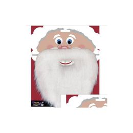 Autres fournitures de fête d'événement Noël Santa Blanc Fausse Barbe Moustache Moustache Uni Déguisement Noël Cosplay Accessoire Scène Performance Dhevd