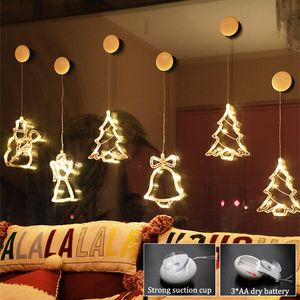 Autres fournitures de fête d'événement Noël ventouse lumière fenêtre toile de fond décoration LED chaîne pour intérieur maison chambre mariage année 230422