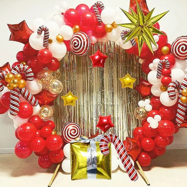 Otros suministros para fiestas de eventos Temáticos navideños Globos de caramelo rojos y blancos Caja de regalo Globos Globos de explosión dorados Decoración del año de la fiesta de Navidad 231017