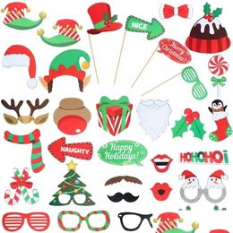 Autres événements Fournitures de fête de Noël Toy Po Booth Props Kit Joyeux Décor pour la maison Ornements Santa Cluas Snowman Xmas Navidad 220908 Dro Dh8L4