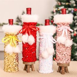 Other Event Party Supplies Christmas Toy Plush Sequins Wine Bottle Cover Merry Decor For Home Ornaments Xams Gifts Year 220908