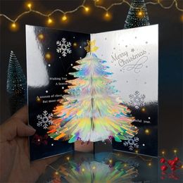 Otros suministros para la fiesta de eventos Árbol de Navidad 3d Pop Up Card Fantasy Fantasy Saluding Bendición Mensaje de regalo 230104