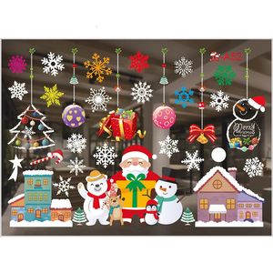 Autres fournitures de fête d'événements Noël fenêtre pâte couleur arbre de Noël père Noël cadeau motif autocollant blanc flocon de neige autocollant mural année décoration 231005