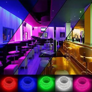 Andere evenementen Feestartikelen Kleurrijke verlichting Decoratie LED-strip SMD 5050 AC220V Waterdicht Flexibel Licht Lint Tape Lamp Buiten String Kerstvakantie 231025