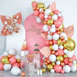 Otros suministros para fiestas de eventos Coral merah metalik emas balon lengkungan karangan bunga Kit Baby Shower dekorasi pernikahan pesta ulang tahun pertunangan 230905