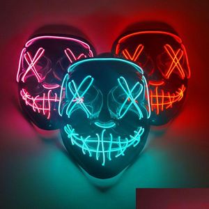 Outros suprimentos de festa de evento Cosmask Halloween Máscara de néon LED Máscaras Masquerade Light Brilho no escuro Engraçado Cosplay Costume Drop Deli Dhfly