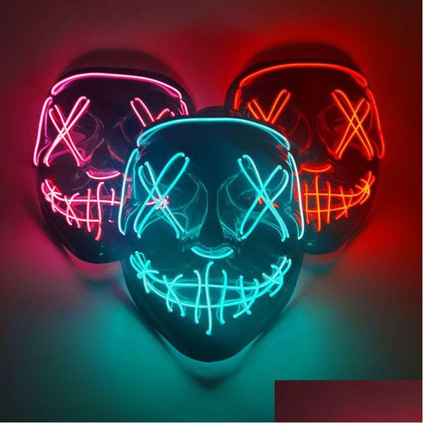 Autre événement Fourniture de fête Cosmask Halloween Mask Mask Masks Party Fartade Light Glow dans le costume de cosplay Dark Funny Cosplay Suppl Dh8uf