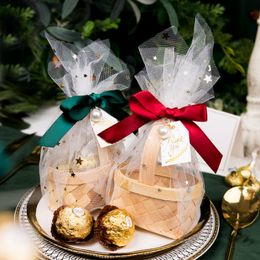 Andere evenementenfeestjes Leveringen Creatieve snoepdecoratieboxen Handgemaakte Biscuit Sieraden Opslag Kleine mandjes Mesh Handtassen met Pearl Card Ribbon voor dagelijkse 230510