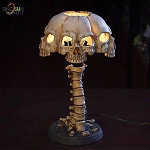 Autres fournitures de fête d'événement Creative Résine Crâne Lampe de table Lumineuse Night Light Home Office Bureau Ornement Halloween Décoration 230904