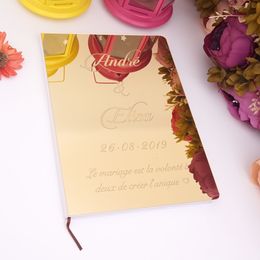 Otros suministros para fiestas de eventos Espejo de acrílico personalizado Libro de visitas en blanco blanco Libro de invitados de la firma de la boda Bautismo personalizado Decoración Favores Regalos 221122