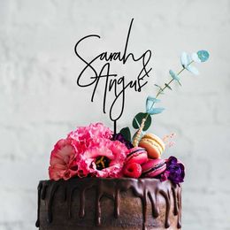 Autre événement fête fournitures personnalisé Couple noms mariage gâteau Topper rustique romantique décor pour anniversaire personnalisé engagé bois 230504