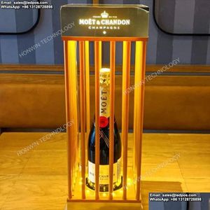 Autres fournitures de fête d'événement personnalisé LED illuminé Moet Chandon Champagne bouteille cage boîte de verrouillage présentateur VIP service couronne Glorifi DH36A
