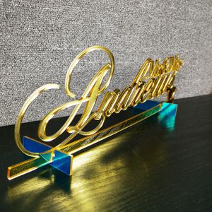 Andere evenementen Feestartikelen Custom Mr Mrs Last Name Wedding Table name Sign Personalised Decor Mirror Gold Place Gifts 230808