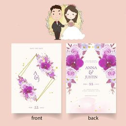 Otros suministros para fiestas de eventos Tarjetas de invitaciones de boda personalizadas Tarjeta de agradecimiento personalizada Decoración Mesa Menú de banquete RSVP Imprimir 230228