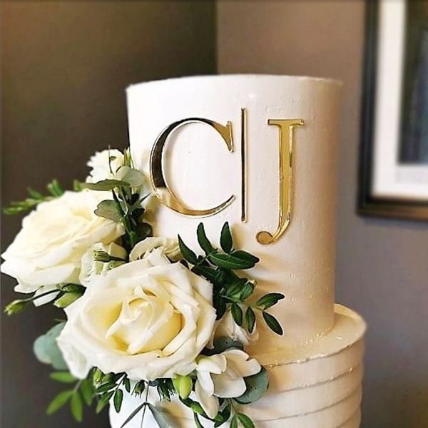 Autres fournitures de fête d'événement Charmes de gâteau de mariage personnalisés Topper acrylique Personnalisé Laser Cut Initiales Charme de la Sainte Communion 230822