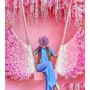 Andere evenementenfeestjes Aangepaste creatieve schommels Decoraties Large Pink Angel Wings Cute Pography Shooting Props Contact Drop Dhsao