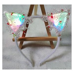 Autres Fournitures De Fête D'événement Mignon Led Glowing Chat Oreille Bandeau Cosplay Costume Party Light Up Kitty Cheveux Cerceau Fantaisie Dree Clignotant Bl Dhqle