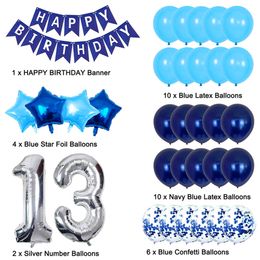 Autres événements Fournitures de fête Décorations Enfants 13 ans Film d'aluminium Ballons Thème pour adolescent Bannière Accueil Anniversaire Set Accessoires 230221