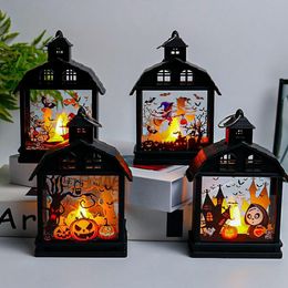 Autres fournitures de fête d'événement Lanterne décorative Vintage Halloween Portable Lampe à bougie sans flamme pour la décoration de la maison Veilleuse douce 230809