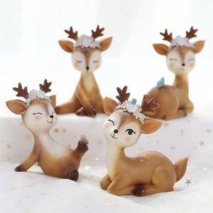 Andere evenementenfeestjes Deer Figurines Toys Decor Home Car Decor Resin Ornament Cake Topper Party Desktop Decoration for Birthday Wedding Anniversary 230217