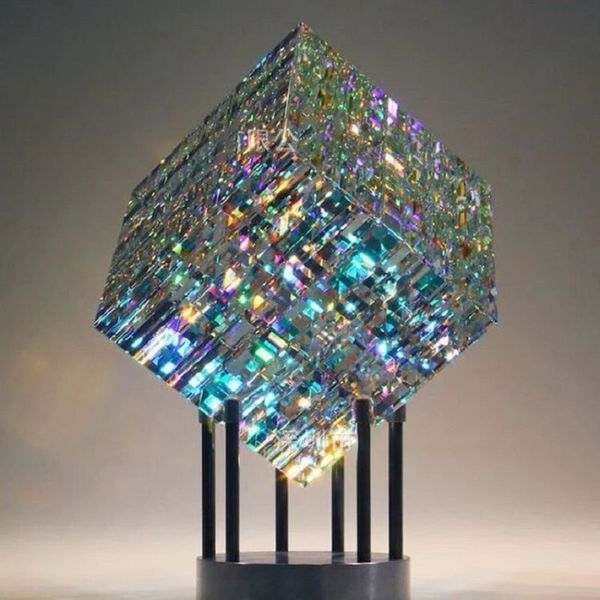 Autres fournitures de fête d'événements Modèles de cubes de bureau Sculpture en cristal Ornement de table Magique Chromaticité Veilleuse Cadeau d'anniversaire de Noël 230915