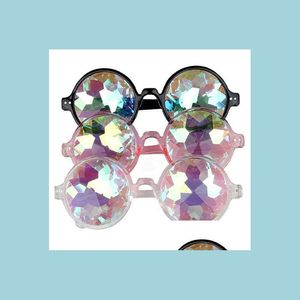 Autres fournitures de fête d'événement Disco Kaléidoscope Lunettes Rainbow Crystal Lentilles Prism Diffraction Glass Eye Wear Holiday Dance Punk G Dht36