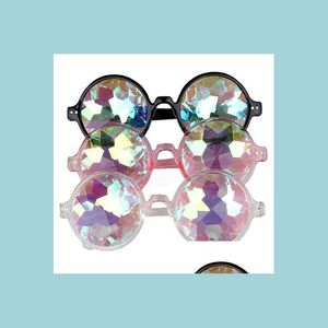 Otros suministros para fiestas de eventos Gafas de caleidoscopio de discoteca Lentes de cristal de arco iris Prisma Difracción de vidrio Desgaste de los ojos Danza navideña Punk G Dht36