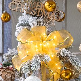 Autres fournitures de fête d'événement DIY Décoration de Noël LED Ruban Bows Light Arbre de Noël String Light Bow Knot Ornement Décor de mariage Navidad Année 220829