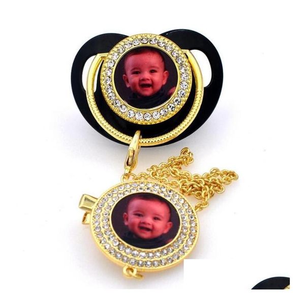 Autres fournitures de fête d'événement bricolage personnaliser sublimation bling sucette avec clip collier cristaux faveur pour bébé souvenir cadeaux d'anniversaire Dhgwc