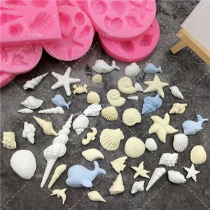 Otro evento Suministros para fiestas DIY Lovely Shell Starfish Conch Silicone Chocolate Mold Fish Mermaid Tail Fondant Cake Decorating Herramientas Arcilla Resina Arte Moldes 230923