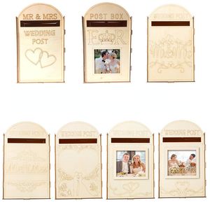 Autres fournitures de fête d'événement bricolage en bois boîte aux lettres de mariage Royal Mail Style ornements boîte postale boîtes à cartes décorations 221128