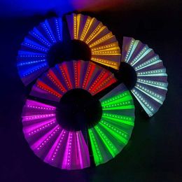 Andere evenementenfeestbenodigdheden DJ Lumineuze vouwfan 13inch LED Play Fan kleurrijke hand gehouden Abanico LED -fans voor neon lichten Party Decoration Night Club J230227