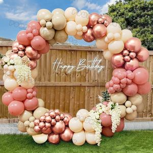 Autres fournitures de fête d'événement Double peluche Nude Ballon Garland Arch Kit Boho Mariage Fête d'anniversaire Rose Gold Metal Latex Ballons Baby Shower Décorations 230925