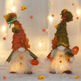 Andere evenementen Feestartikelen Dwerg Herfst Herfst Rudolph-pop met LED-licht Elfornamenten Thanksgiving Day Lichtgevende pop Decoratie Schattige pop Cadeau voor kinderen 231027