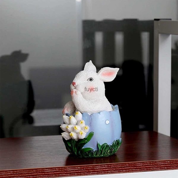 Autres fournitures de fête d'événement Jour de Pâques Creative Nouvelle poupée Ornements Artisanat Dessin animé Belle Lapin Blanc Lapin Résine Sculpture Maison Mariage Garden Party Décor YQ240116