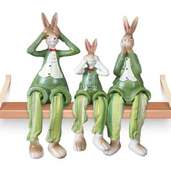 Autres fournitures de fête d'événement Décoration du jour de Pâques Poupées de lapin mignonnes Maison de jardin Ornements d'animaux simulés Décoration de chambre de Pâques Décoration de fête YQ240116