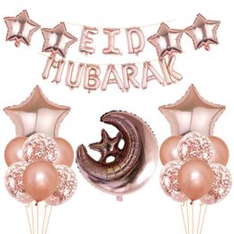 Andere evenementenfeestjes Eid Mubarak -ballonnen Ramadan Decoratie voor Home Moon Star Foil Balloon Muslimhulp Moubarak Kareem Festival Party Supplies 230522