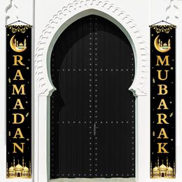 Andere evenementenfeestjes Eid Mubarak Door Banner Ramadan Decoratie voor Home Islamitische Moslim Party Decor Eid Gifts Abaya Al Adha Ramadan Kareem 230516
