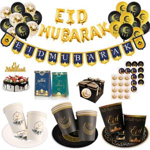 Autre événement Fête Fournitures Eid Mubarak Assiettes Bannière Ballon Vaisselle Ramadan Décoration Kareem Islamique Musulman Décor Al Adha Cadeaux 230522