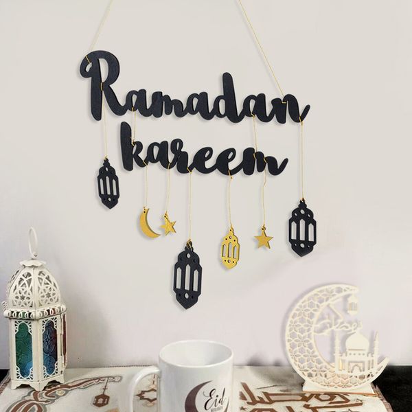 Autre événement fête fournitures Eid Mubarak Ramadan Kareem décor lune étoile pendentif suspendu ornement en bois artisanat bricolage musulman islamique décoration pour la maison 230330