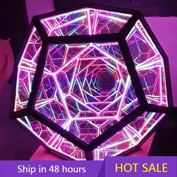 Autres fournitures de fête d'événement Fantasy Geometry Space LED Lampe d'art Infinity Dodecaedron Couleur Lumière USB Charge Cadeaux de Noël Décorations Nuit 231030